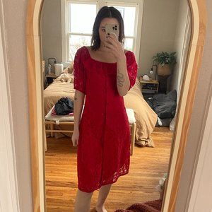 Red lace dress